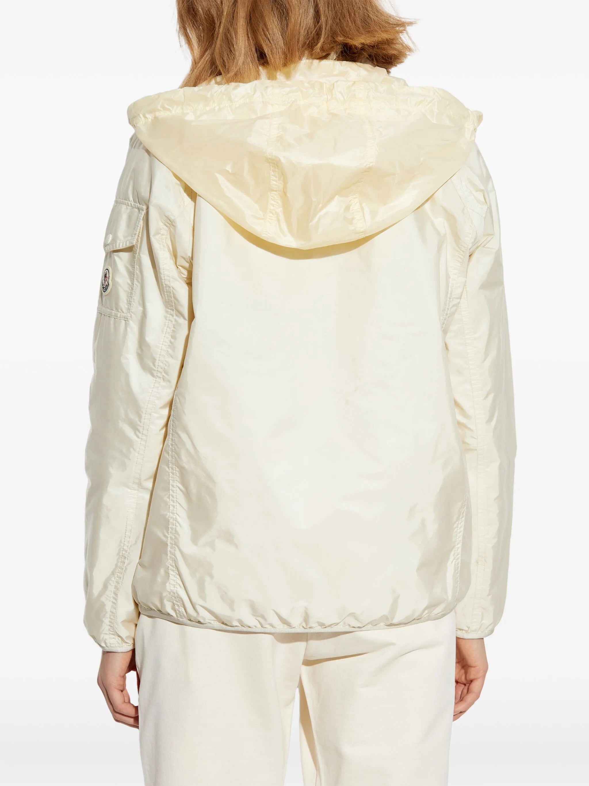 MONCLER WOMEN Logo Patch Hooded Shirt Jacket White