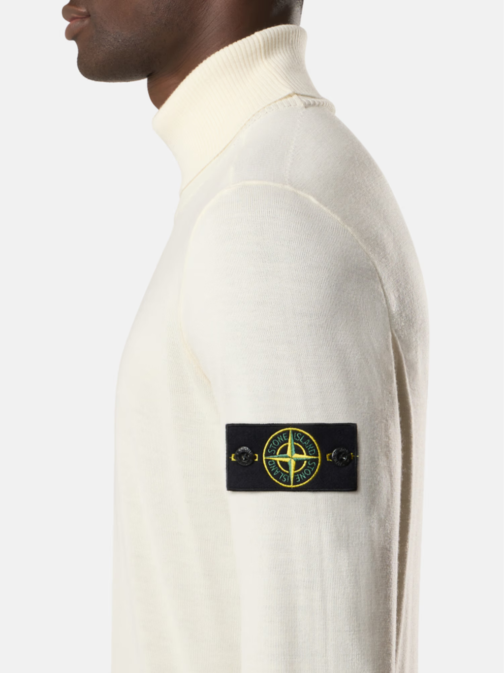 STONE ISLAND Ribbed Turtleneck Jumper Ivory