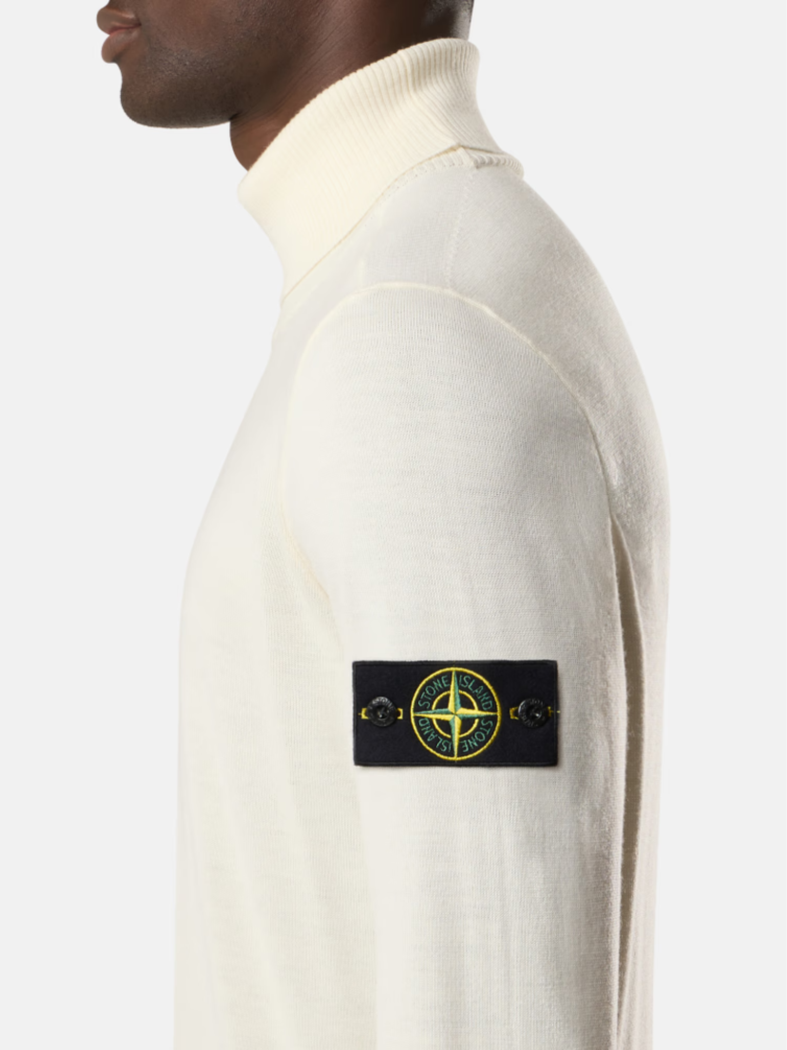 STONE ISLAND Ribbed Turtleneck Jumper Ivory