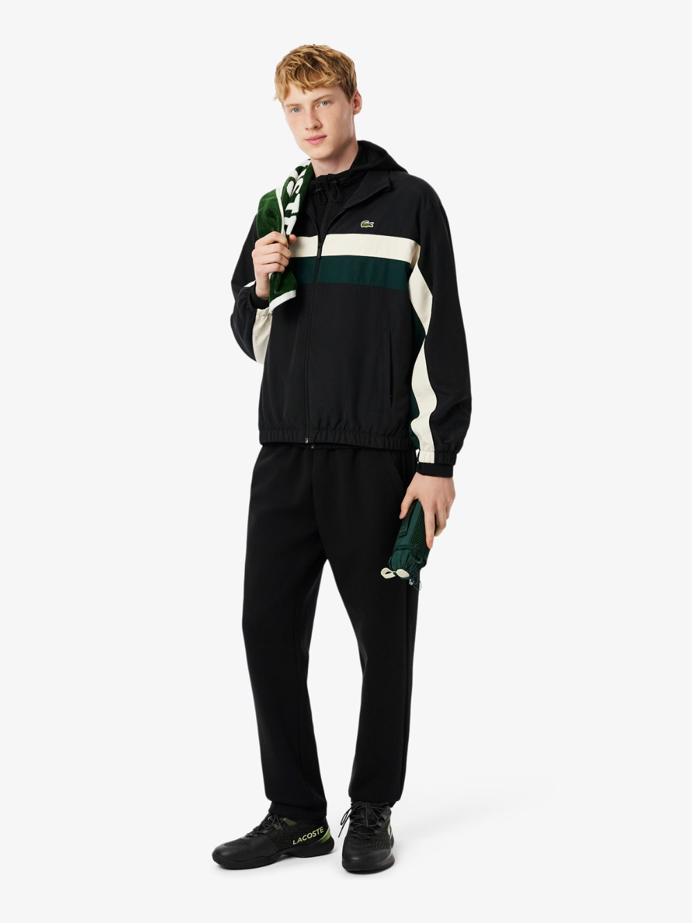 LACOSTE Colour-Block Water-Repellent Track Jacket Black