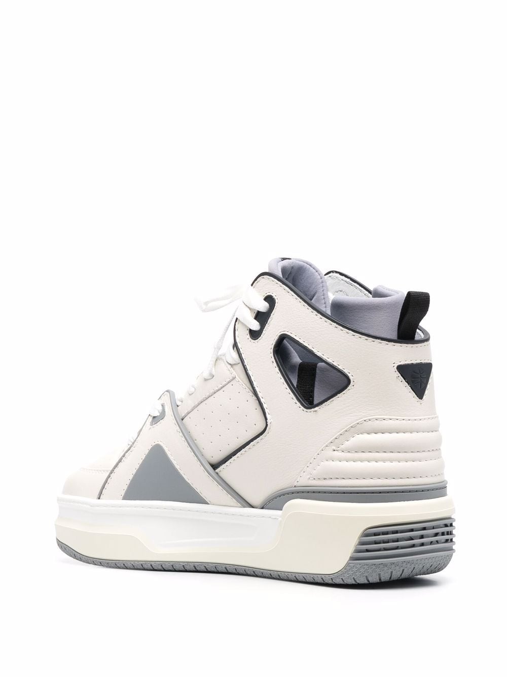 JUST DON Panelled High-top Leather Sneakers White/Grey