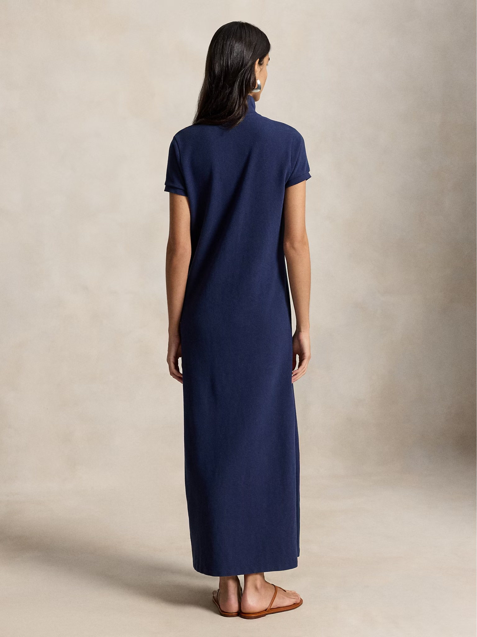 RALPH LAUREN WOMEN Cotton Mesh Polo Dress Newport Navy