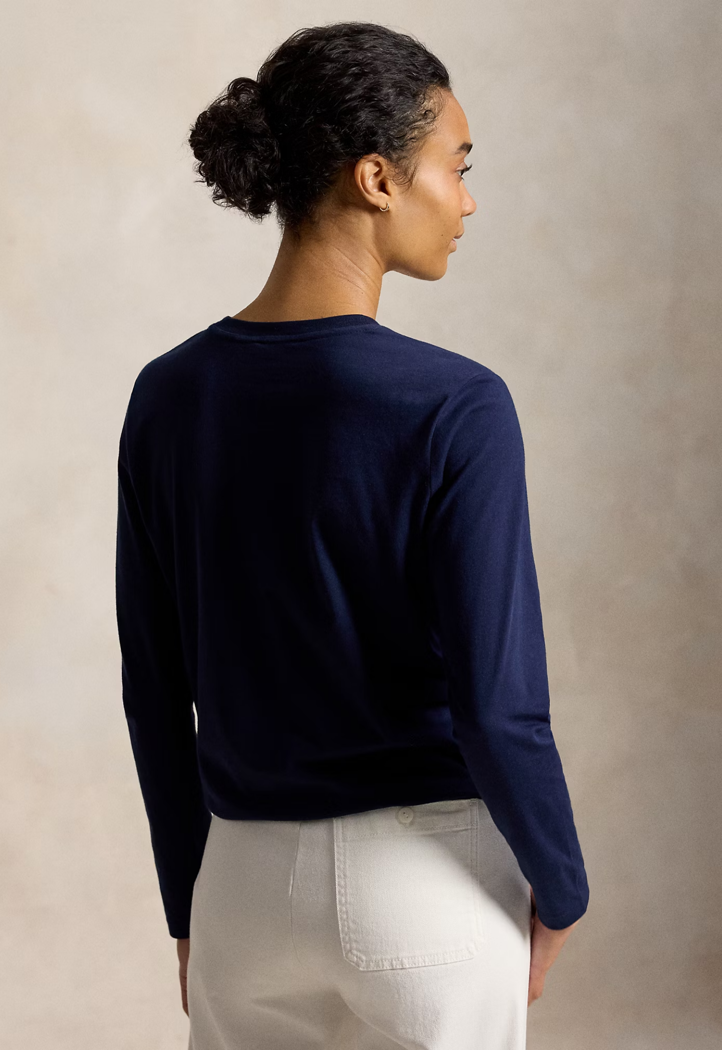 RALPH LAUREN WOMENS Classic Fit Jersey Long-Sleeve Tee Cruise Navy