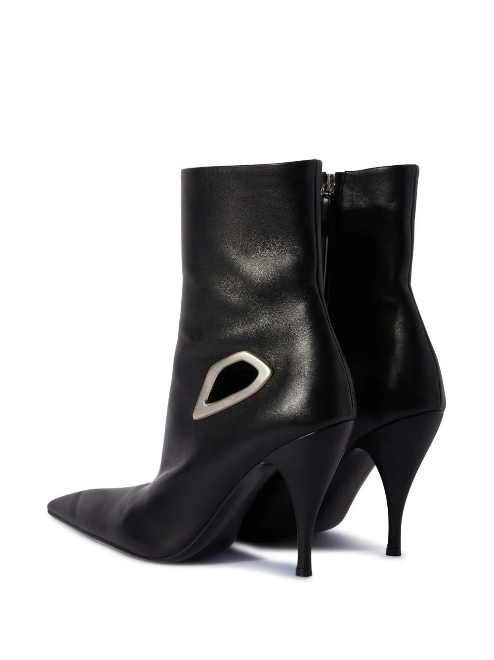 OFF-WHITE WOMEN Crescent Leather Heels Black Silver