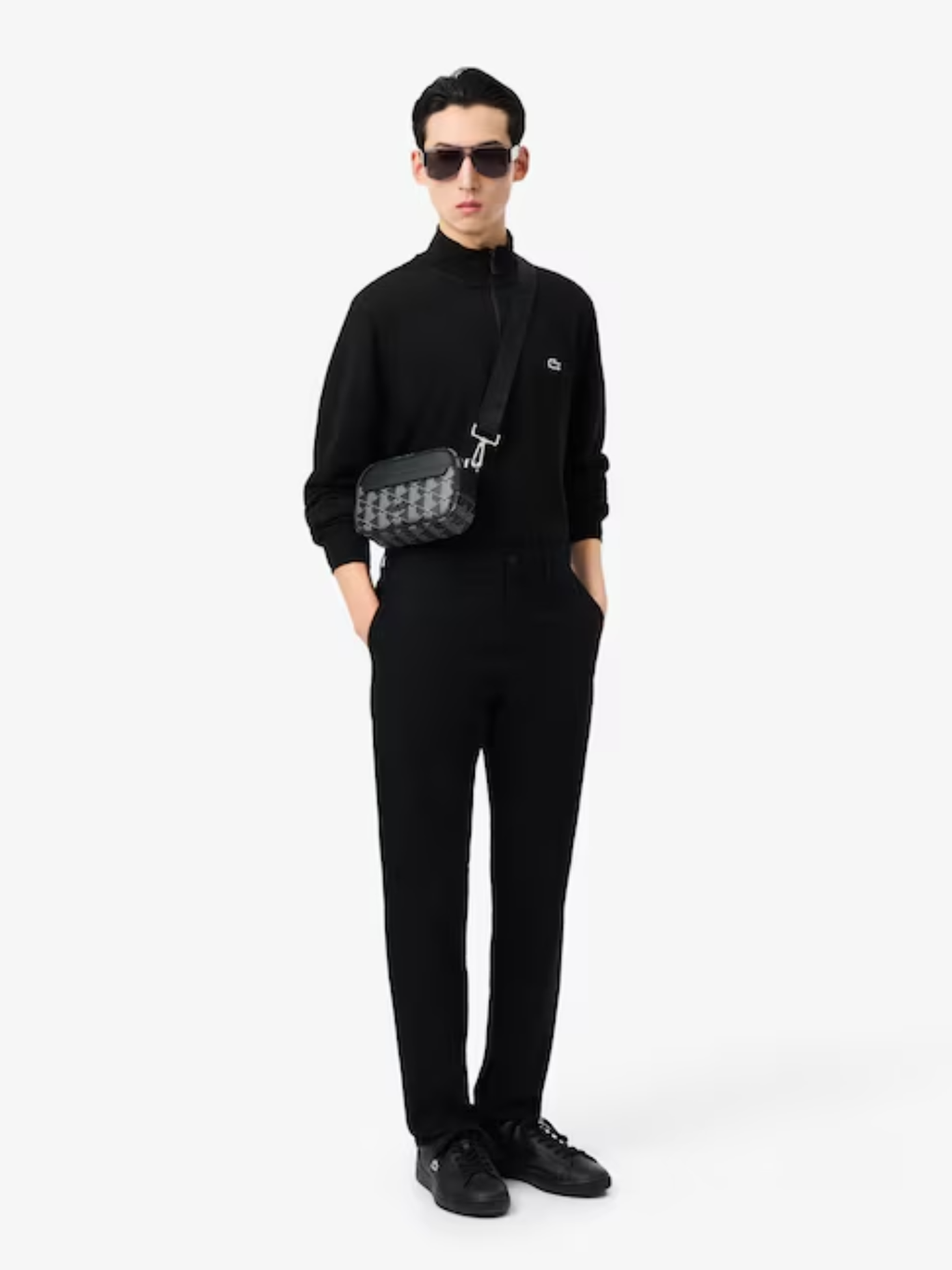 LACOSTE High Neck Zipped Fleece Sweatshirt Black