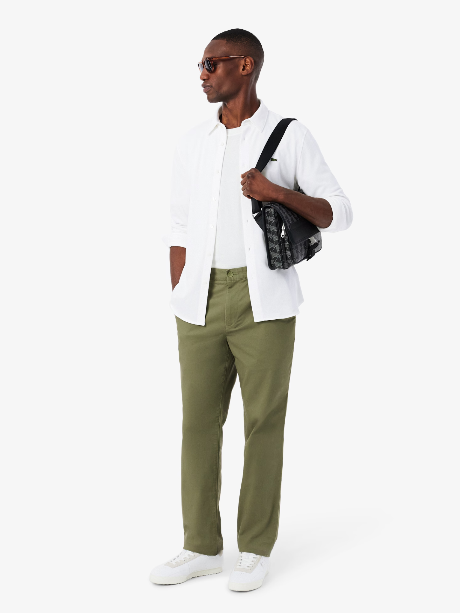 LACOSTE Slim Fit Cotton Piqué Shirt White