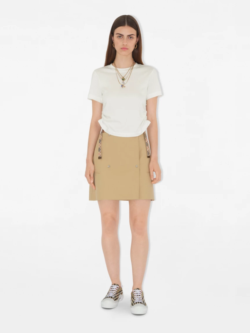 BURBERRY WOMEN Check Sneakers Archive Beige