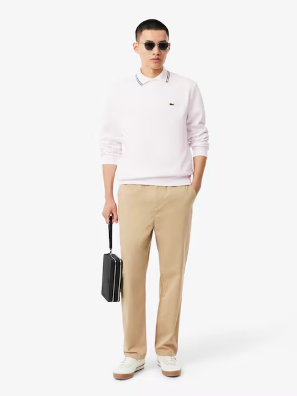 LACOSTE Fleece Crew Neck Sweatshirt White