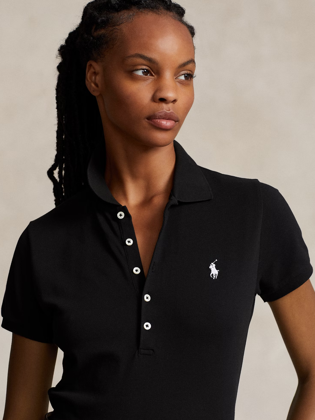 RALPH LAUREN WOMEN Slim fit Stretch Polo Shirt Black