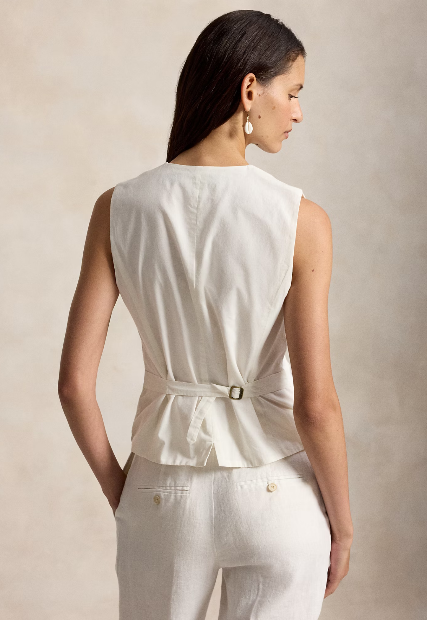 RALPH LAUREN WOMENS Buttoned Linen Waistcoat Nevis