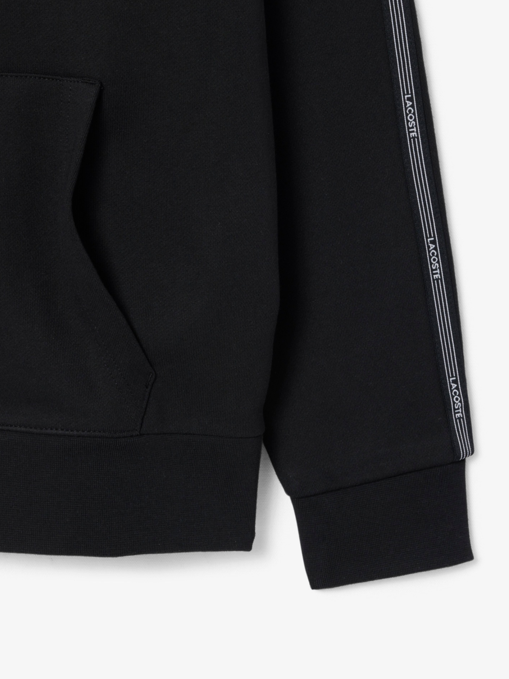 LACOSTE Logo Stripe Zipped Hoodie Black