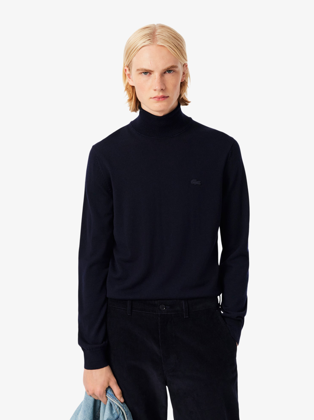 LACOSTE Merino Wool Roll Neck Sweater Midnight Blue