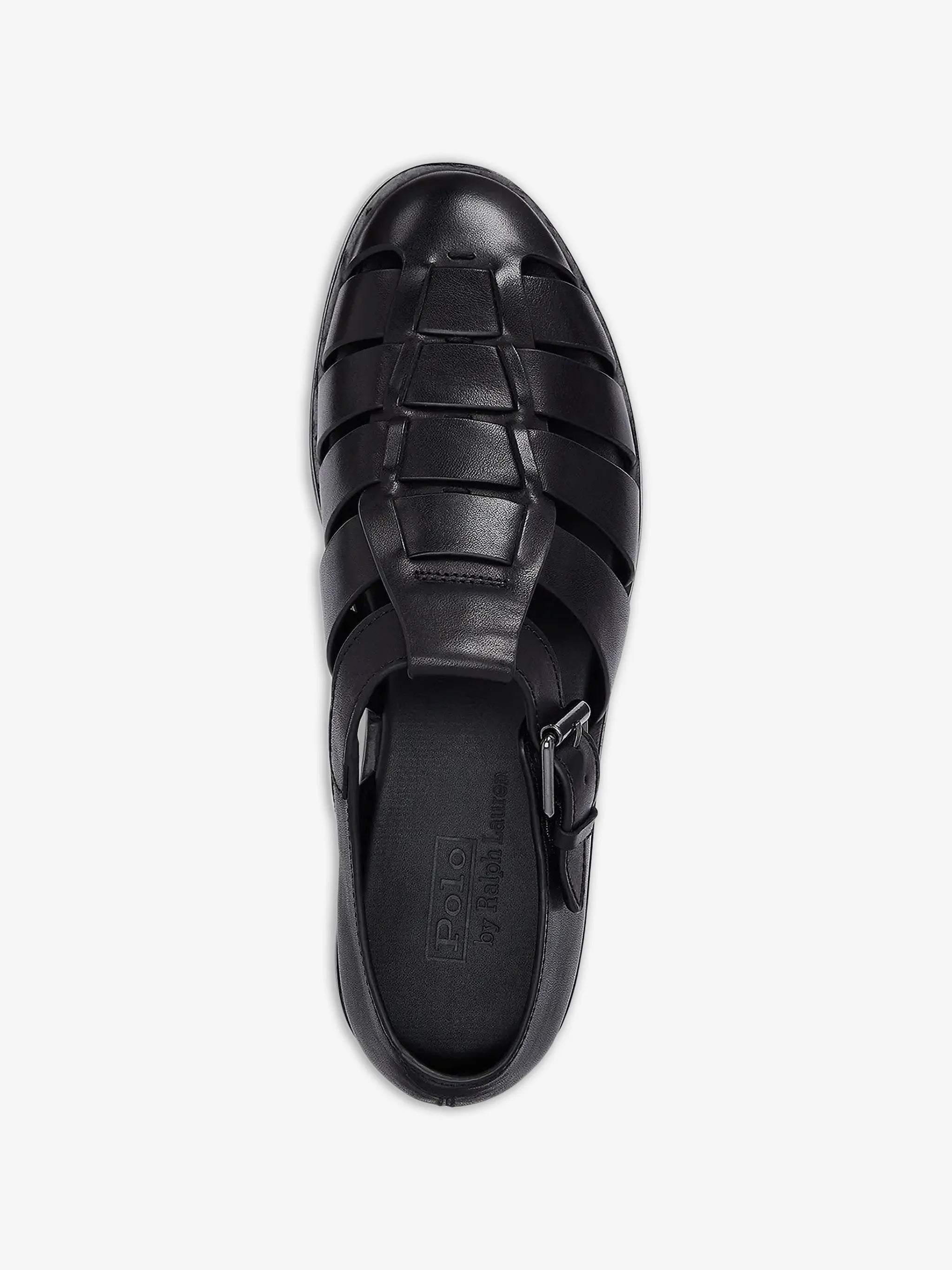 RALPH LAUREN Leather Fisherman Sandals Black