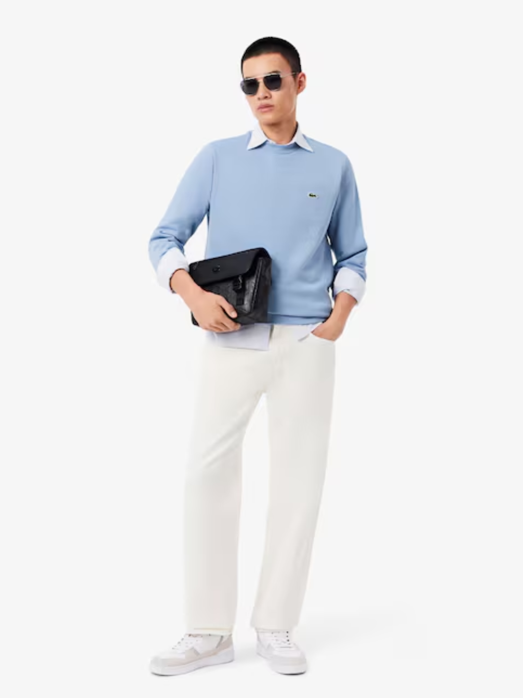 LACOSTE Fleece Crew Neck Sweatshirt Light Blue