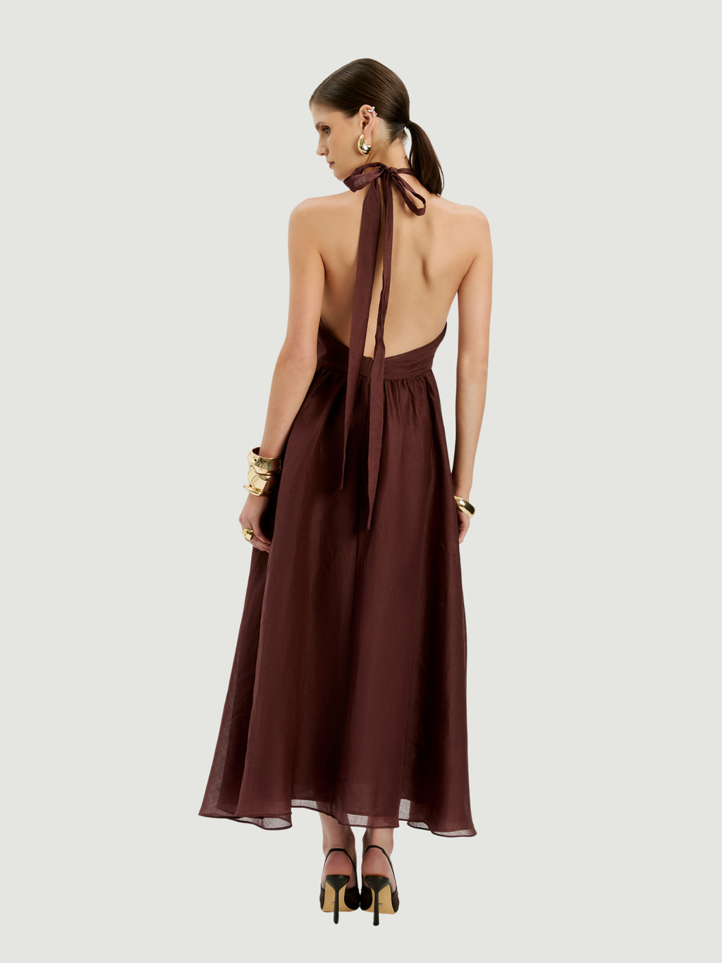 BARDOT WOMEN Cavarly Ramie Halter Dress Chocolate