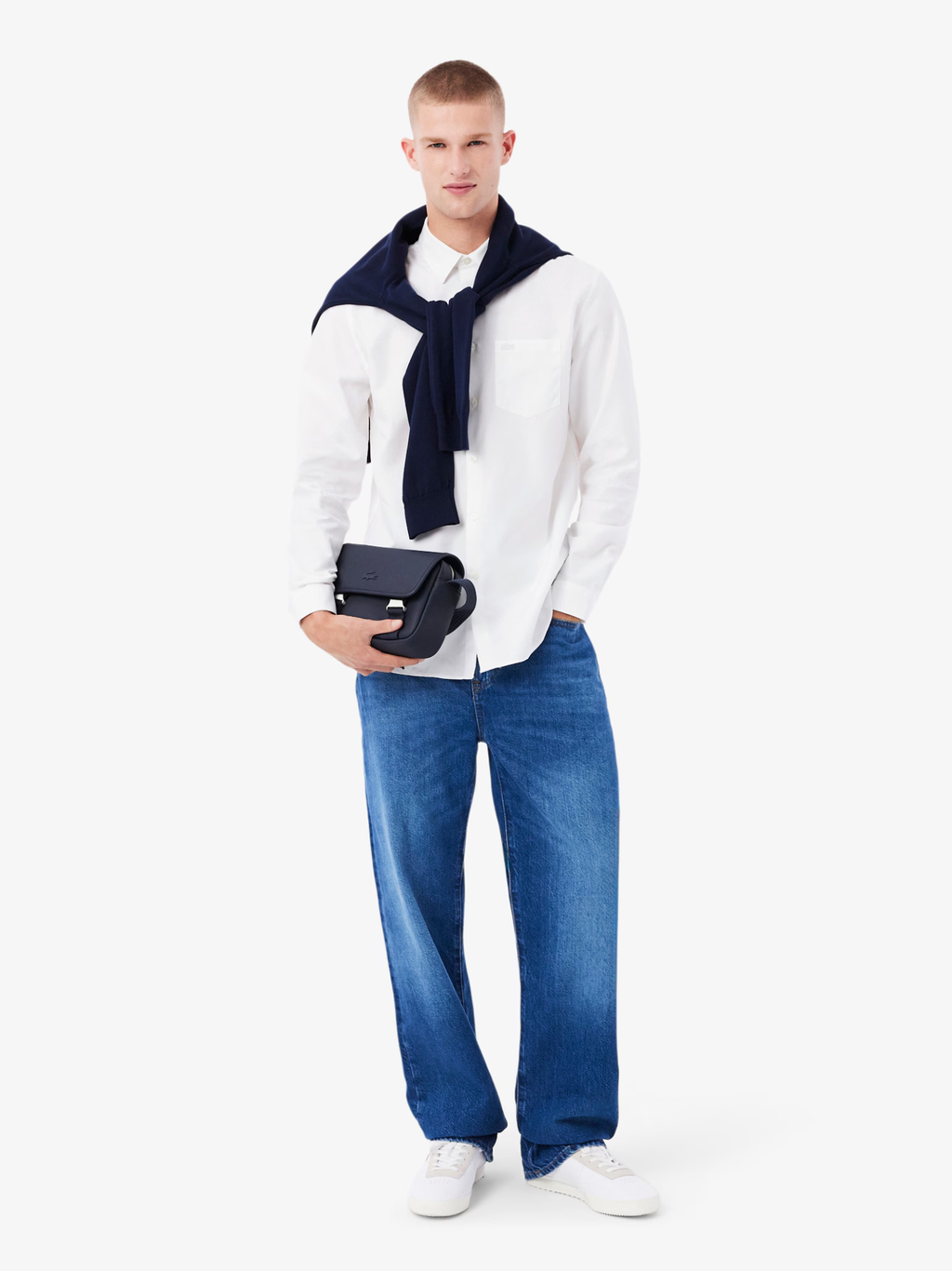 LACOSTE Regular Fit Cotton Poplin Shirt White