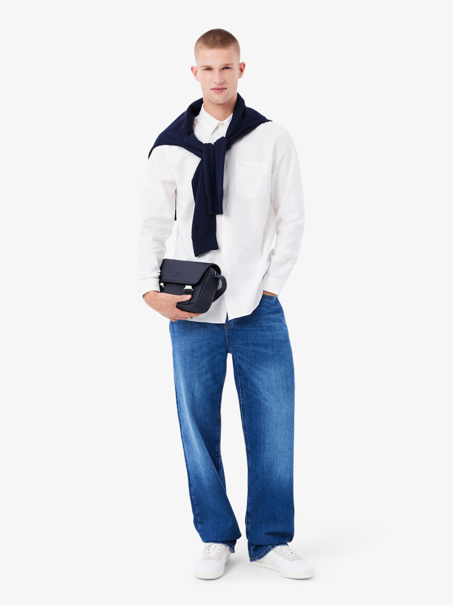 LACOSTE Regular Fit Cotton Poplin Shirt White