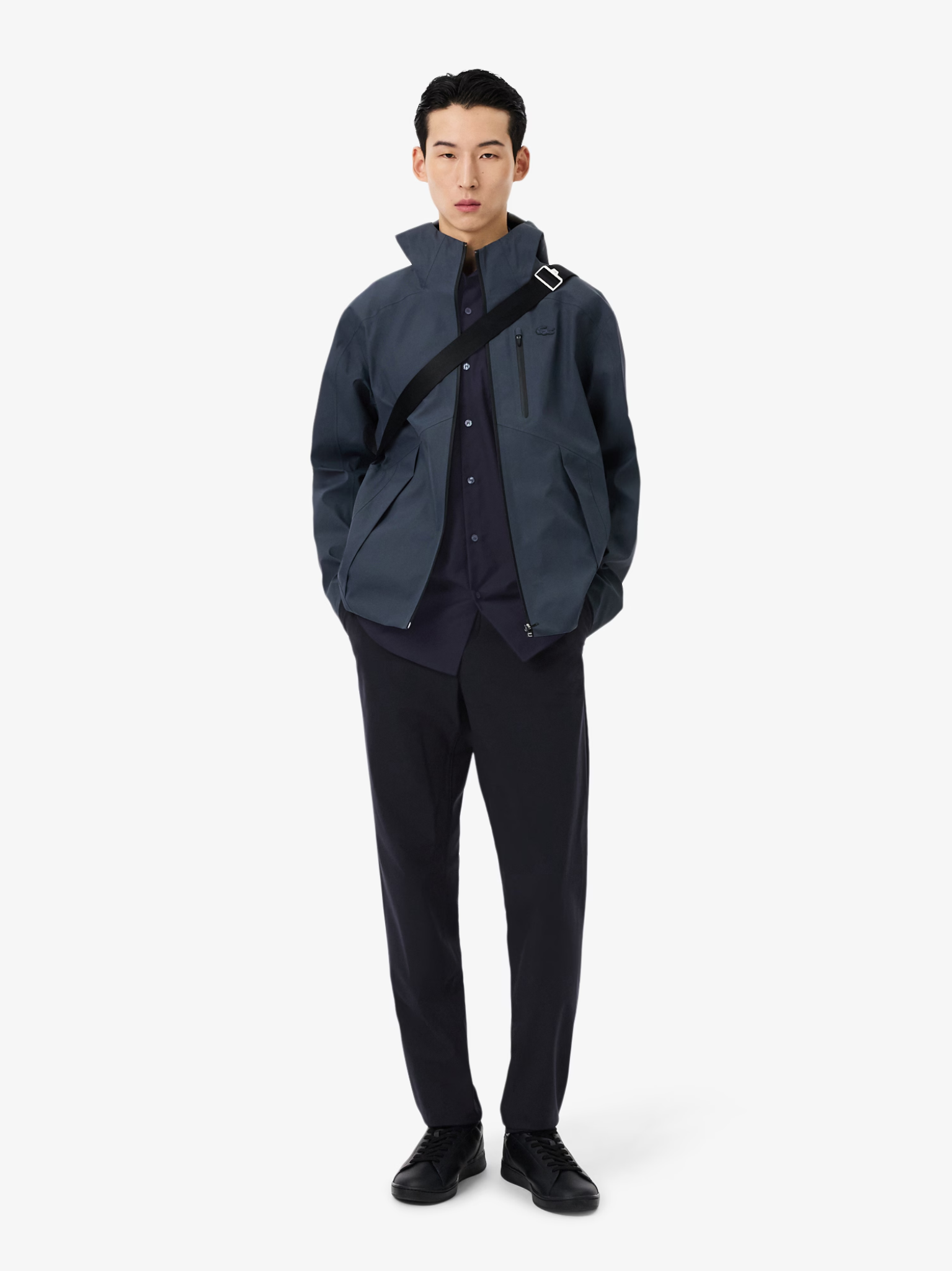LACOSTE Regular Fit Cotton Poplin Shirt Navy Blue