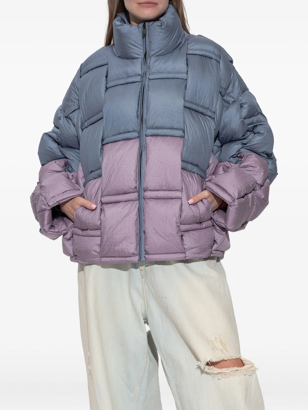 RAXXY Two-toned Puffer Jacket Metallic Blue Powder Pink