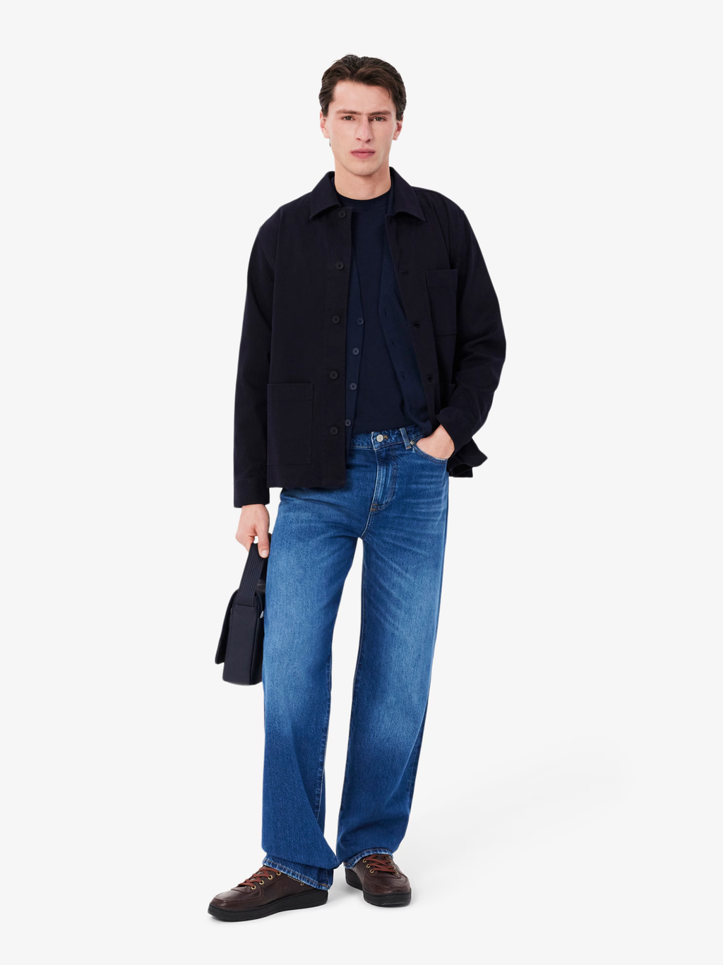 LACOSTE Relaxed Fit Carded Wool Cardigan Midnight Blue