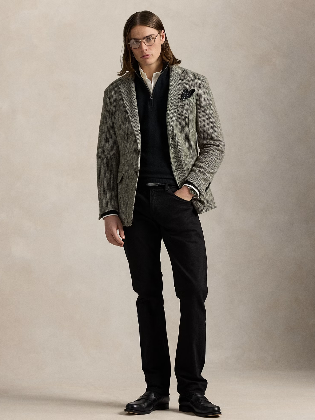 RALPH LAUREN Mesh-Knit Cotton Quarter-Zip Jumper Black