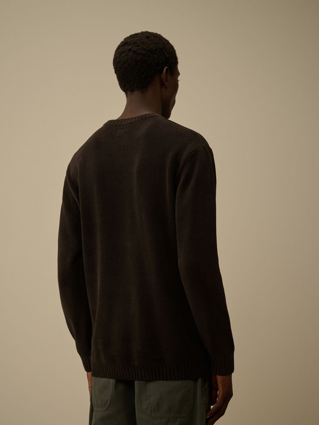 C.P COMPANY Cotton Chenille Crewneck Sweater Black