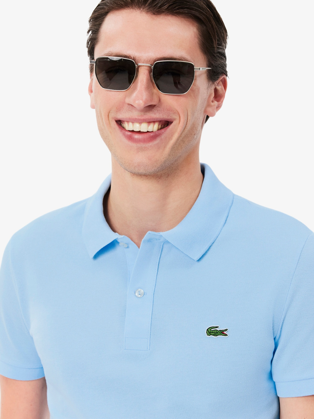 LACOSTE Slim Fit L.12.12 Piqué Polo Shirt Pale Blue
