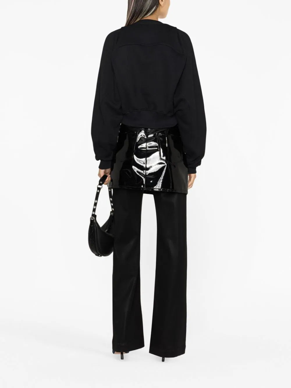 OFF-WHITE WOMEN OFF Stamp Round Crop Sweatshirt Black