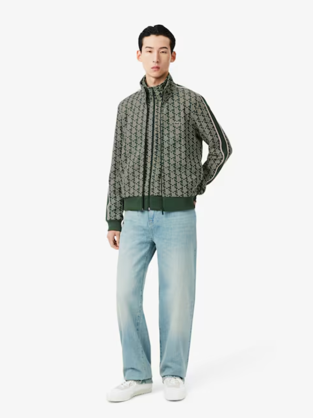 LACOSTE Paris Zip-Up Jacquard Track Jacket Green