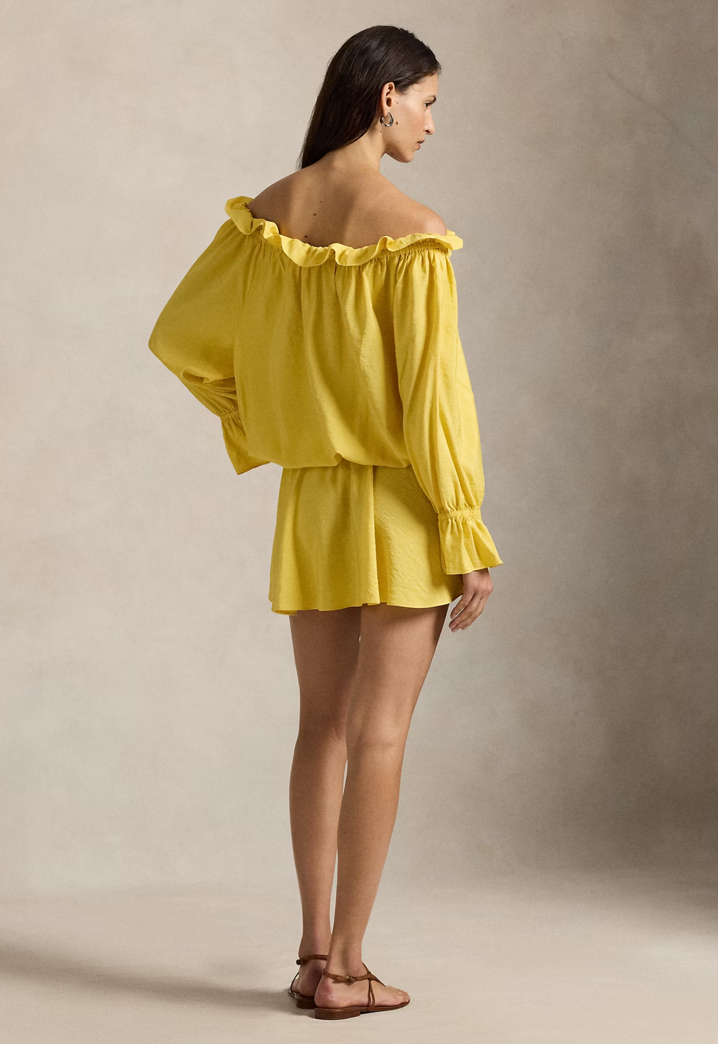 RALPH LAUREN WOMENS Off-the-Shoulder Crepe Dress Collegiate Yellow