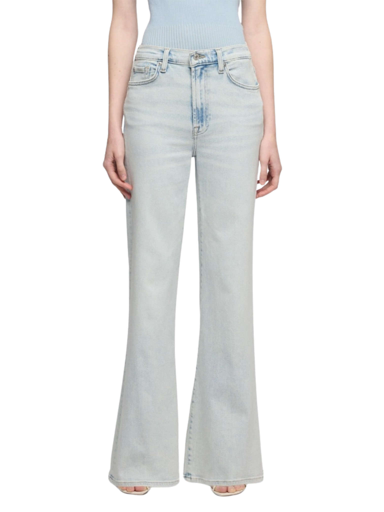 7 FOR ALL MANKIND WOMEN Modern Dojo High Waist Flared Jeans Light Blue