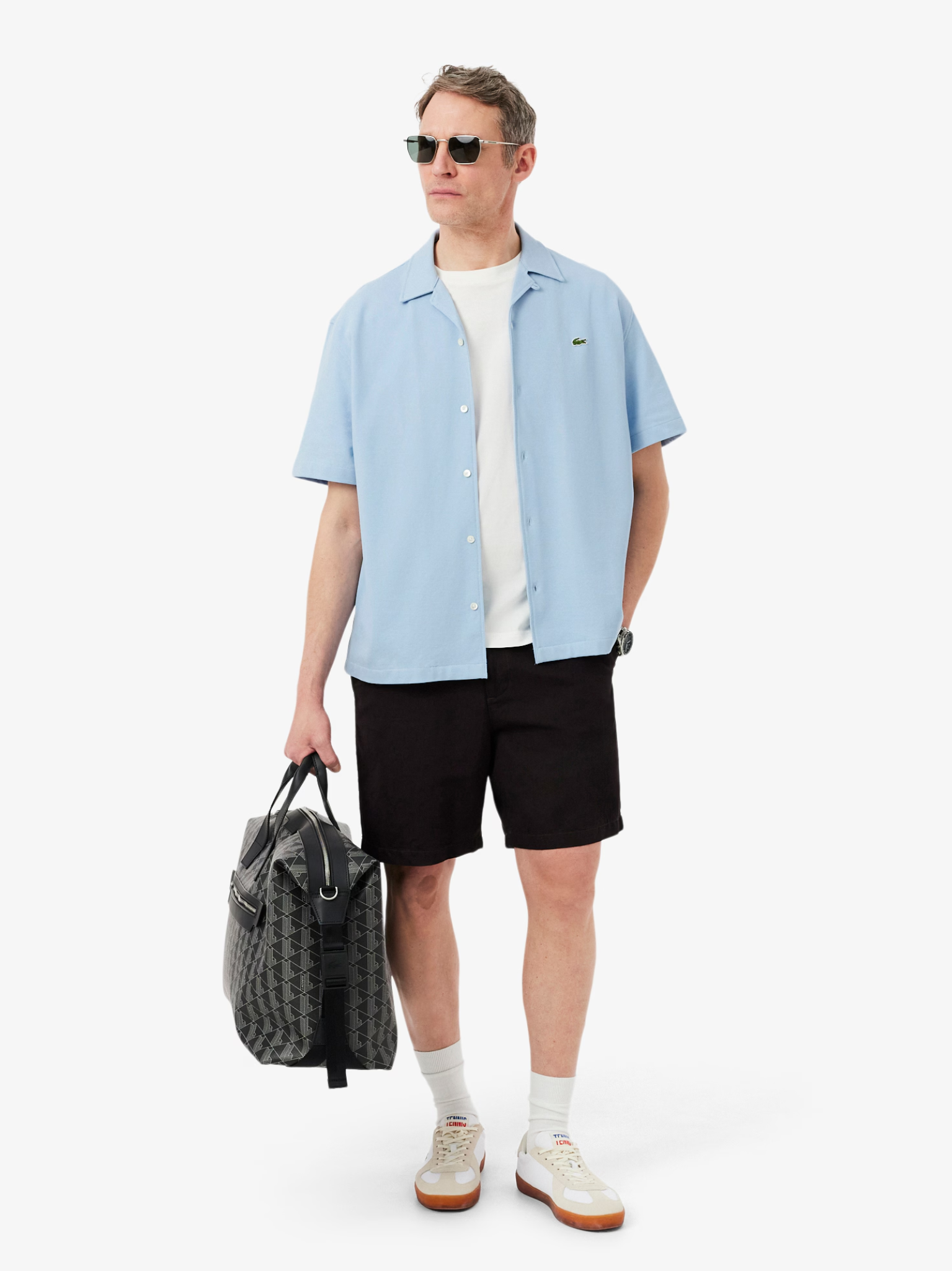 LACOSTE Relaxed Fit Short Sleeved Piqué Shirt Light Blue