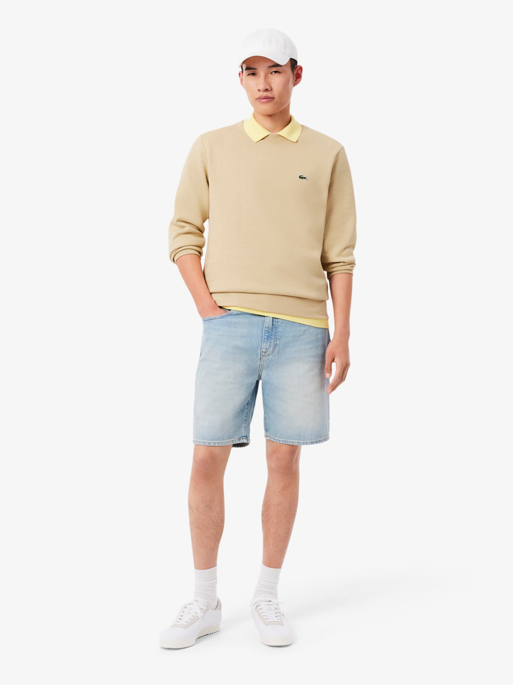 LACOSTE Fleece Crew Neck Sweatshirt Beige