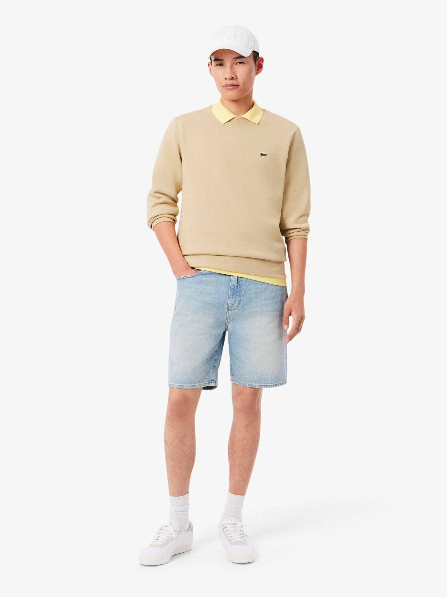 LACOSTE Fleece Crew Neck Sweatshirt Beige