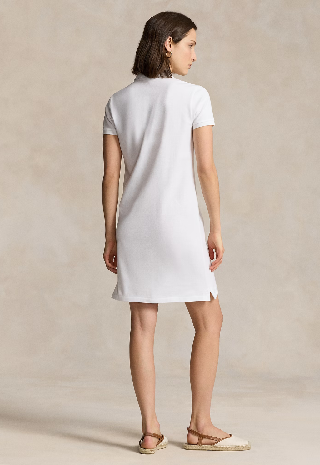 RALPH LAUREN WOMENS Cotton Mesh Polo Dress White