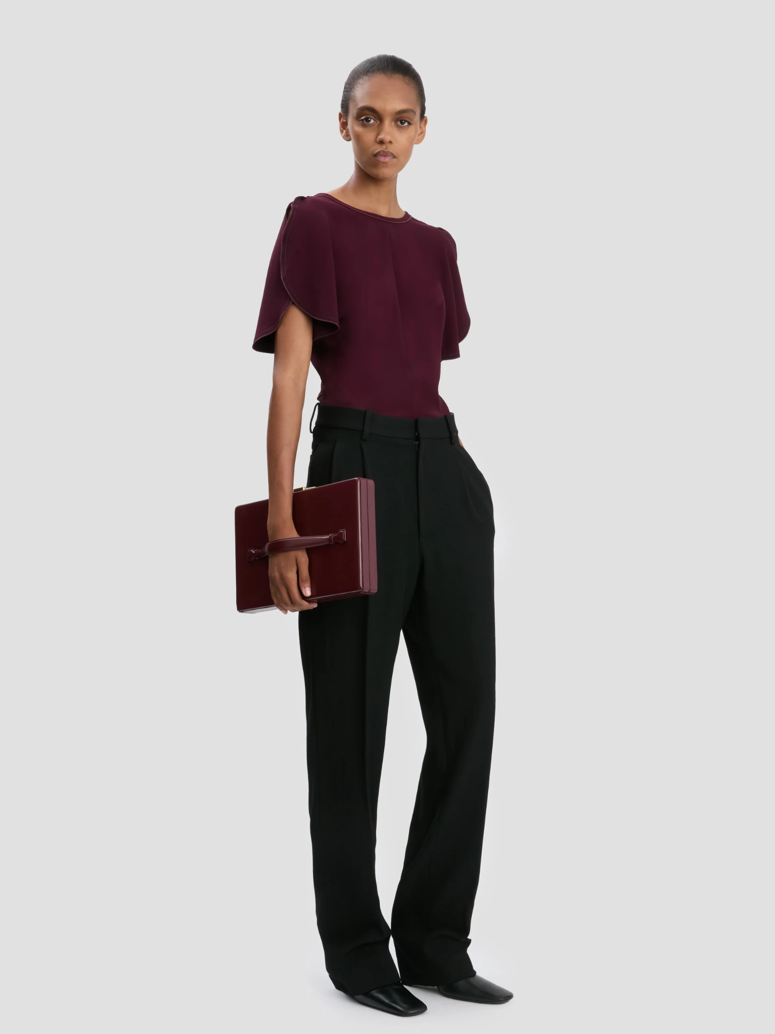 VICTORIA BECKHAM WOMEN Drop Waist Straight Leg Trousers Black