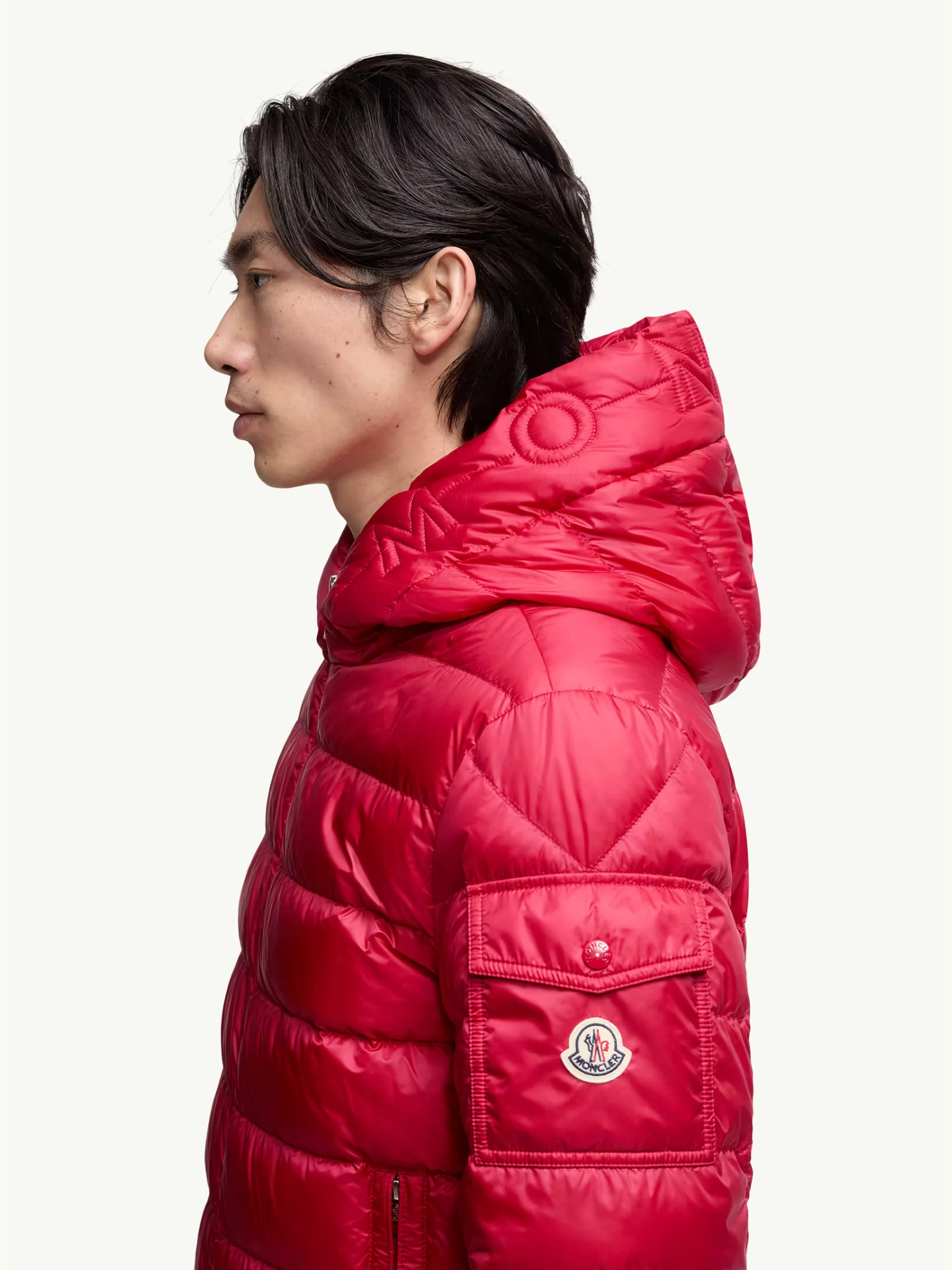 MONCLER Najan Hooded Short Down Jacket Red
