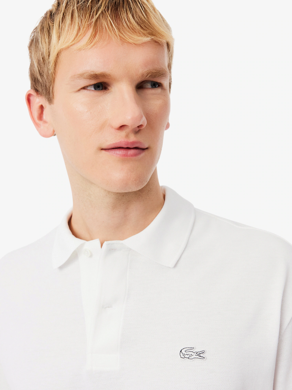 LACOSTE Loose Fit Heavy Piqué Polo Shirt White