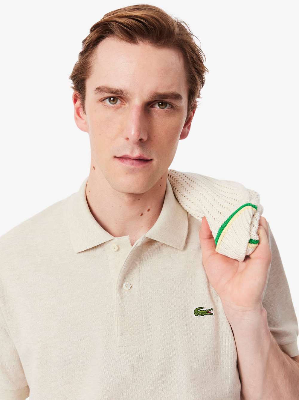 LACOSTE Classic Fit L.12.12 Marl Polo Shirt Heathered Grey