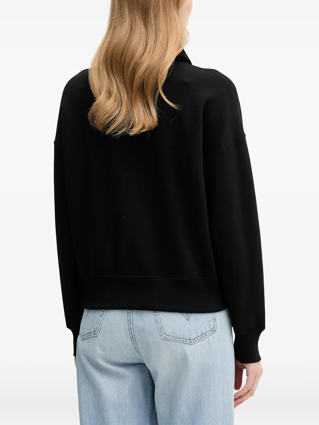 RALPH LAUREN WOMEN Knit Half Zip Sweatshirt Black