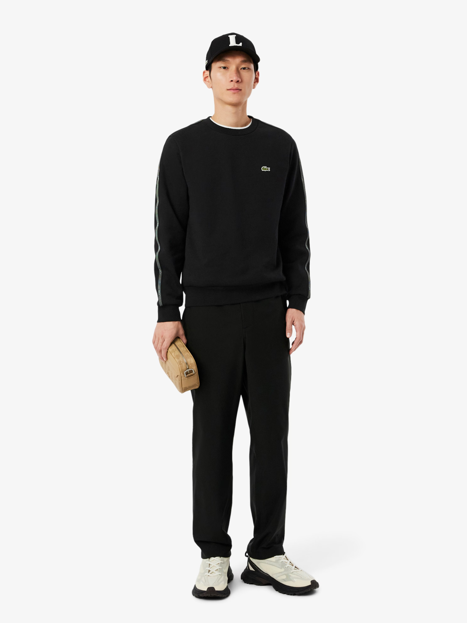 LACOSTE Stripe Band Fleece Sweatshirt Black