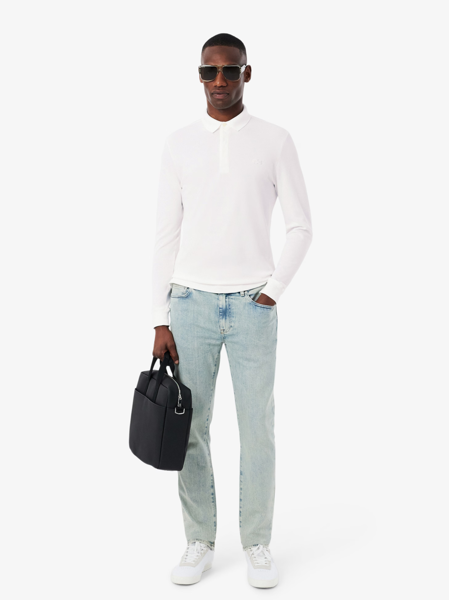 LACOSTE Regular Fit Paris Stretch Piqué Polo Shirt White