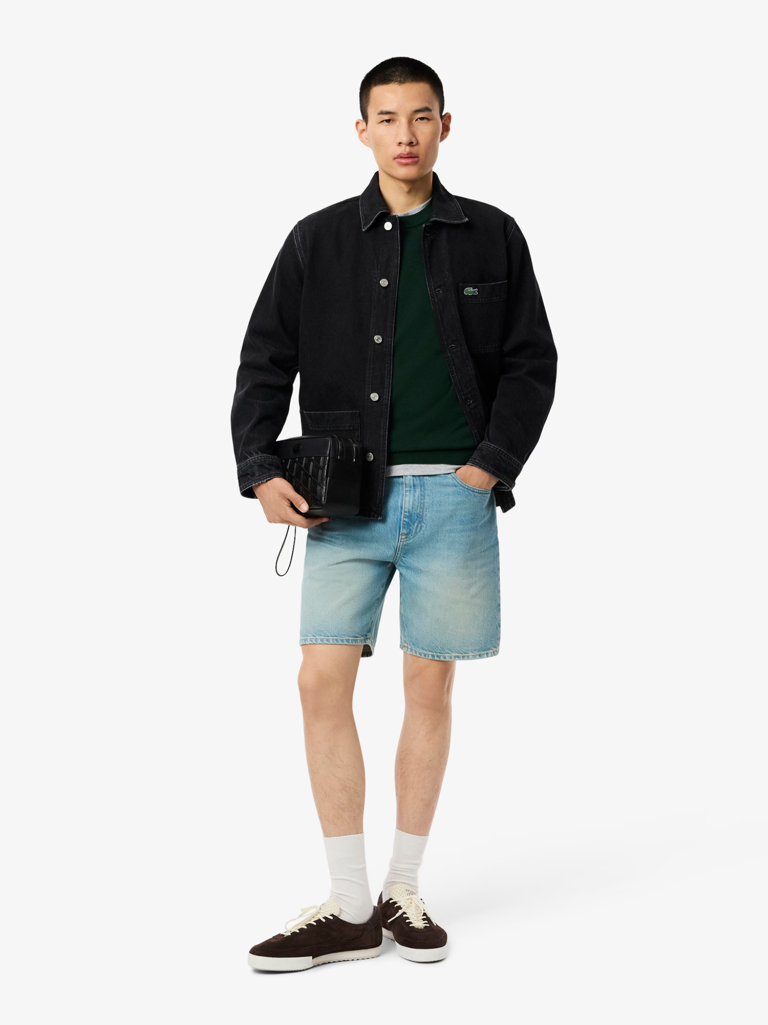 LACOSTE Monochrome Crew Neck Cotton Sweater Sinople Green