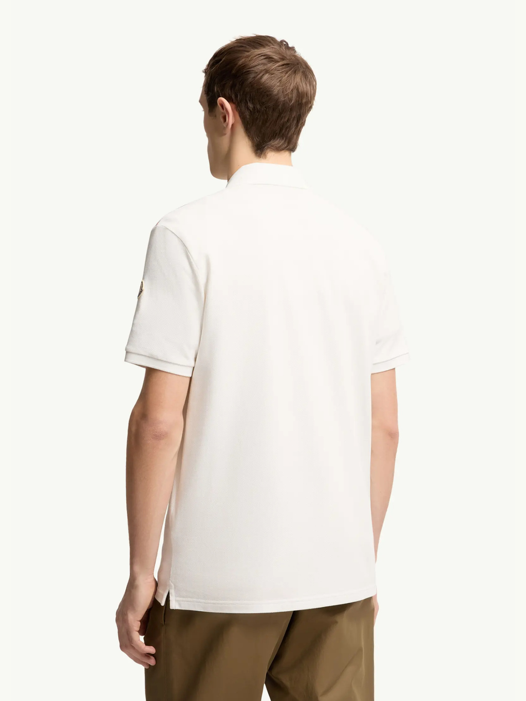MONCLER Tricolour Trim Cotton Polo Shirt White