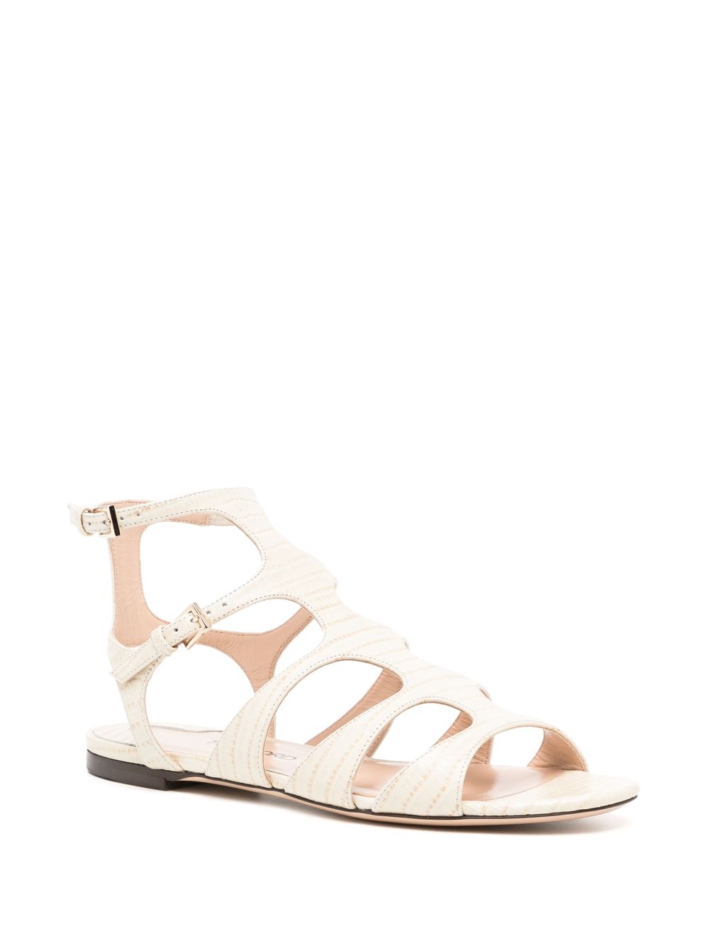 TOM FORD WOMEN Croc-Effect Leather Sandals Ivory