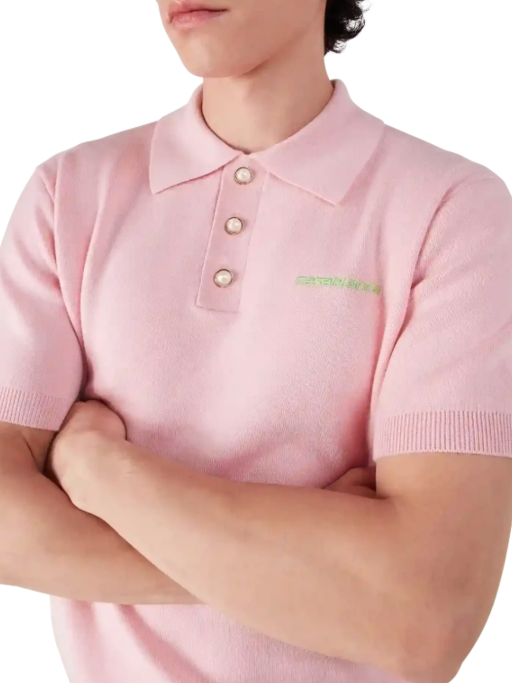 CASABLANCA Double Face Short Sleeve Polo Shirt Pink