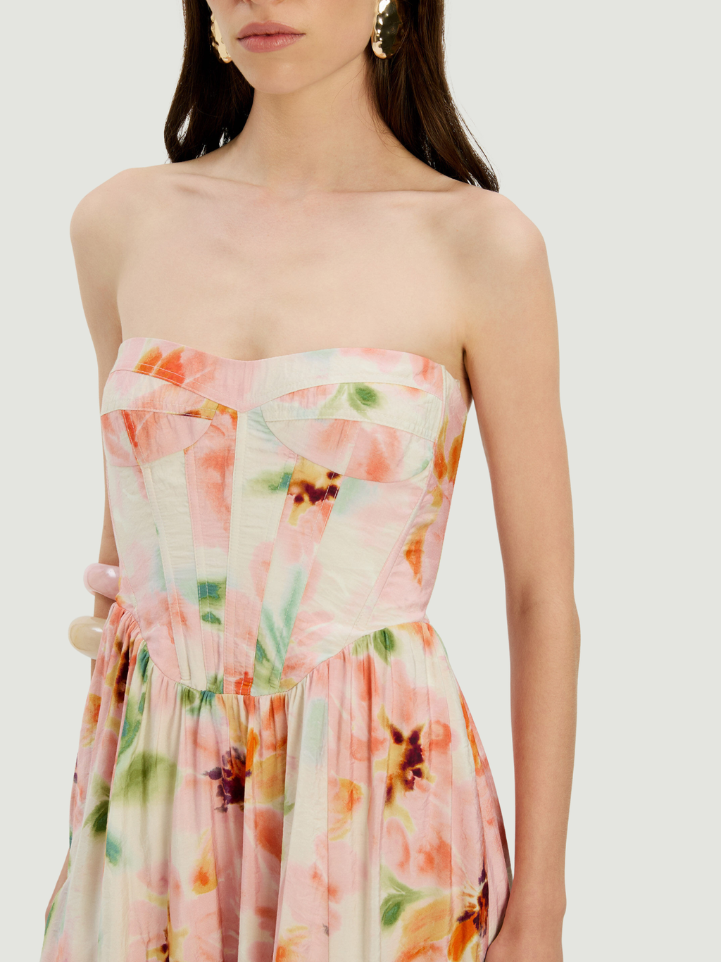 BARDOT WOMEN Lola Corset Midi Dress Pink Floral