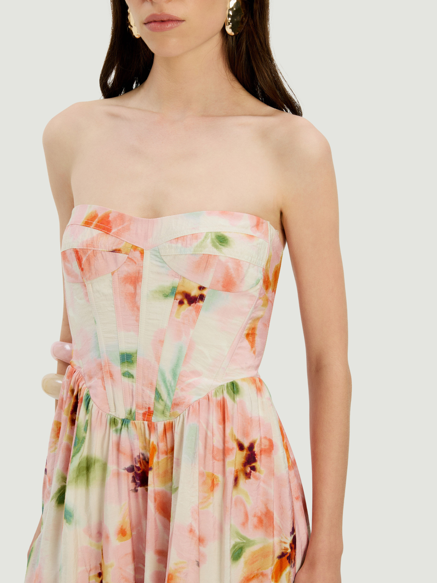 BARDOT WOMEN Lola Corset Midi Dress Pink Floral