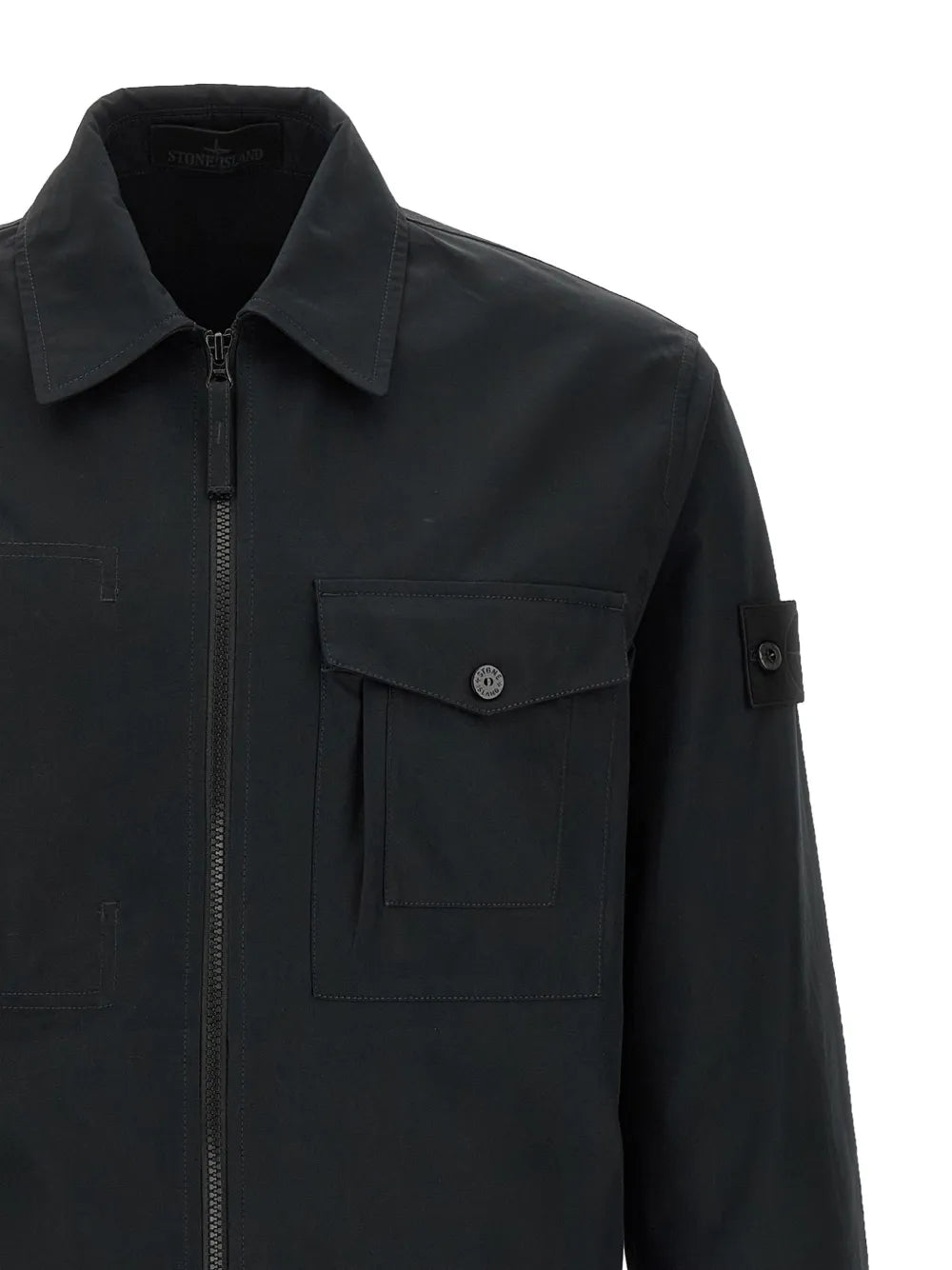 STONE ISLAND Chest Pocket Zip-Up Overshirt Black