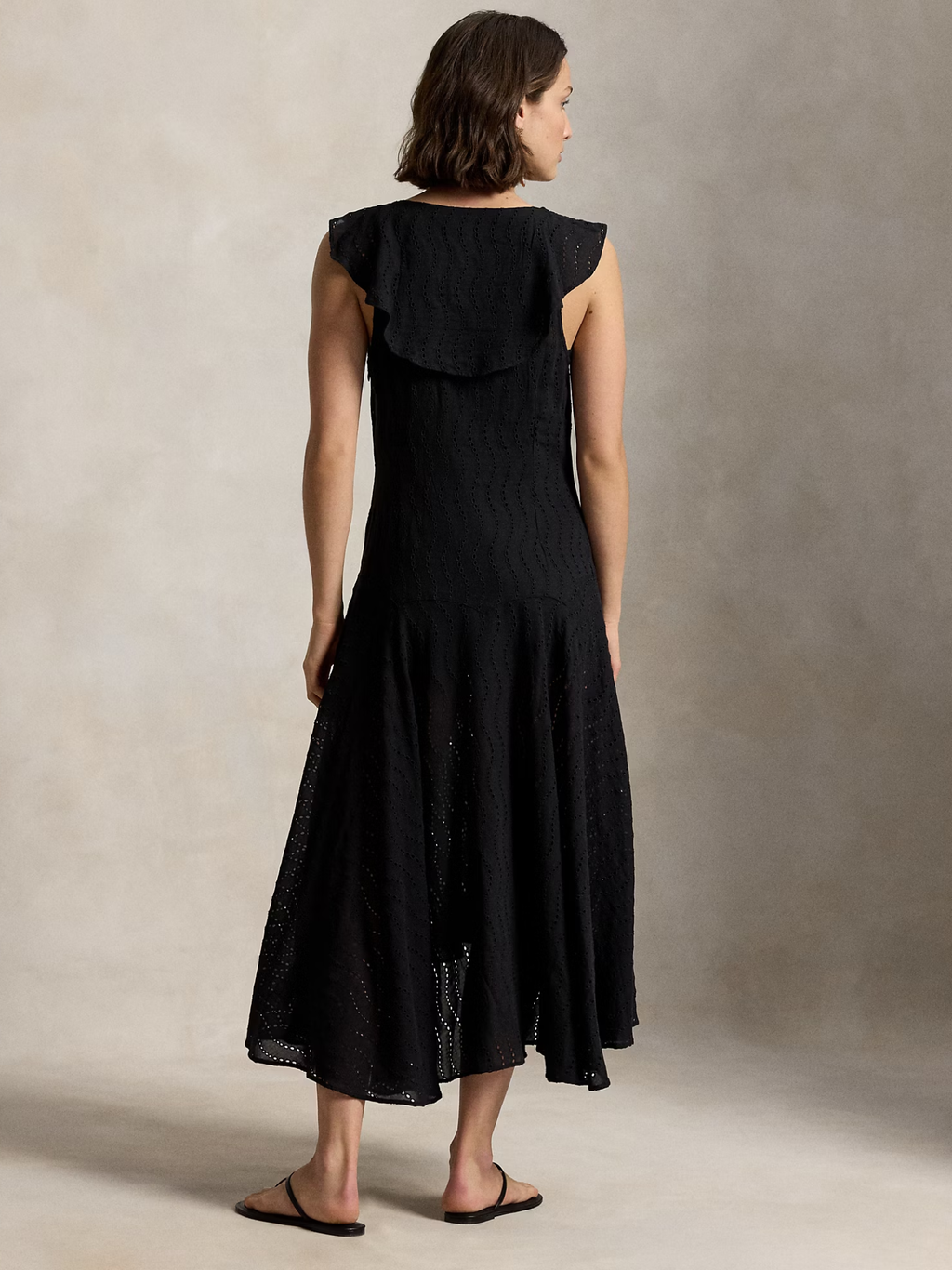 RALPH LAUREN WOMEN Eyelet Gauze Dress Polo Black